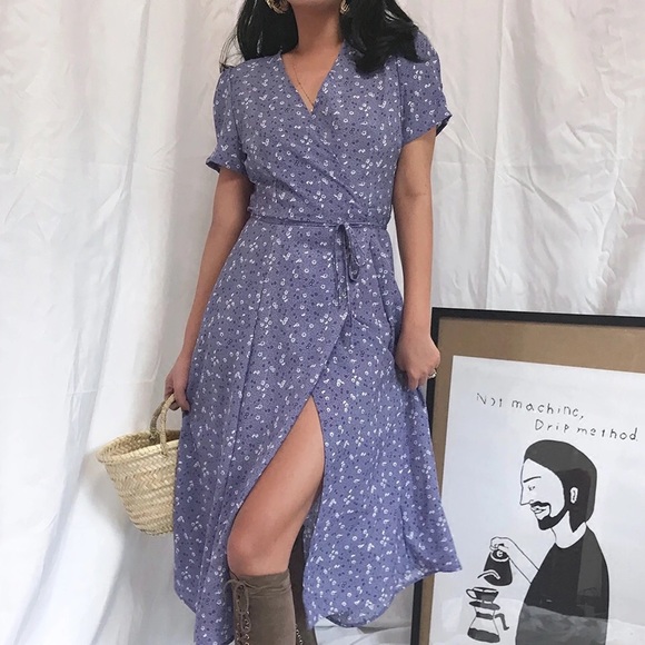 Dresses & Skirts - ****SOLD***BOUTIQUE - Blue Floral Wrap Dress S